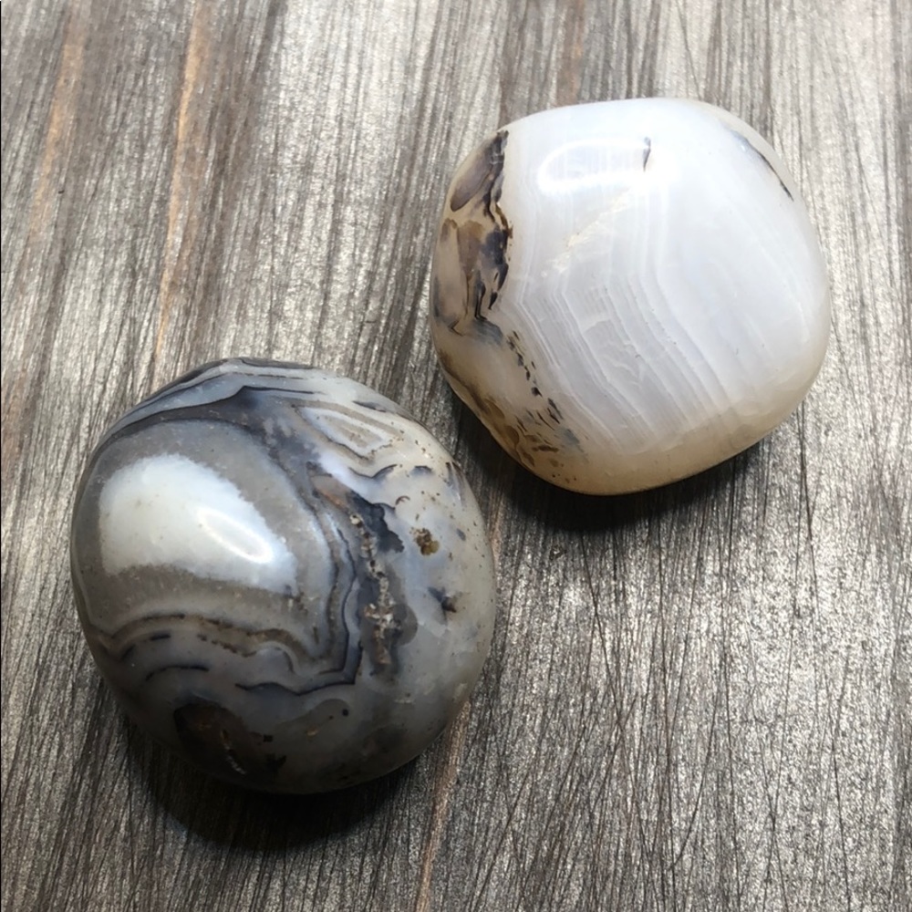 Bostonian white banded agate & Dendrite agate set
